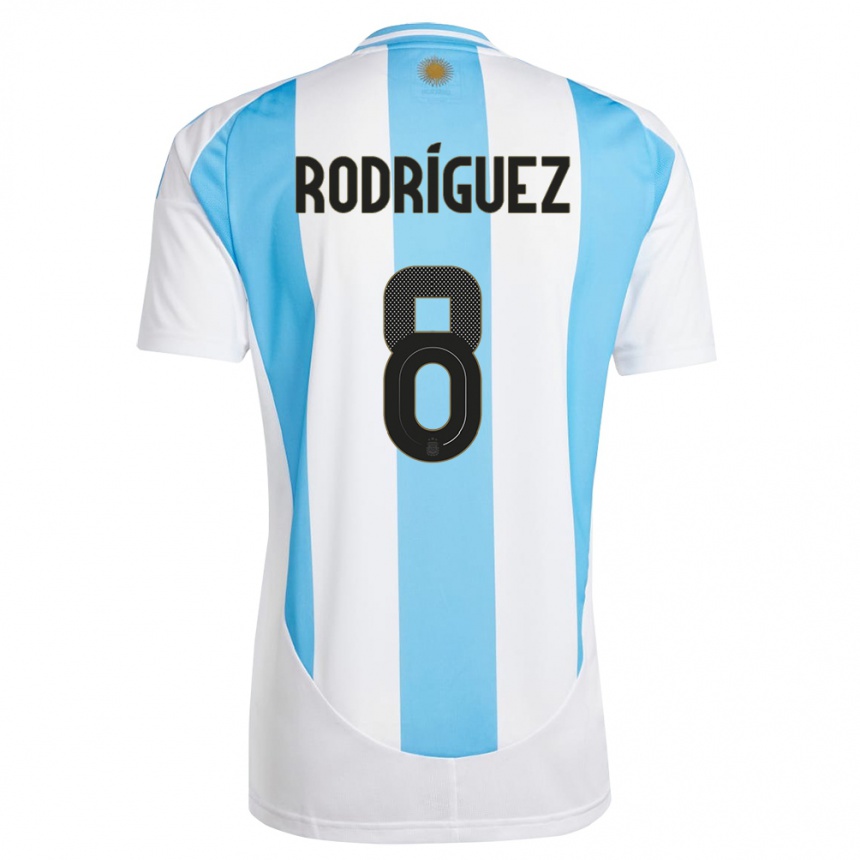 Niño Fútbol Camiseta Argentina Agustin Rodriguez #8 Blanco Azul 1ª Equipación 24-26 Argentina