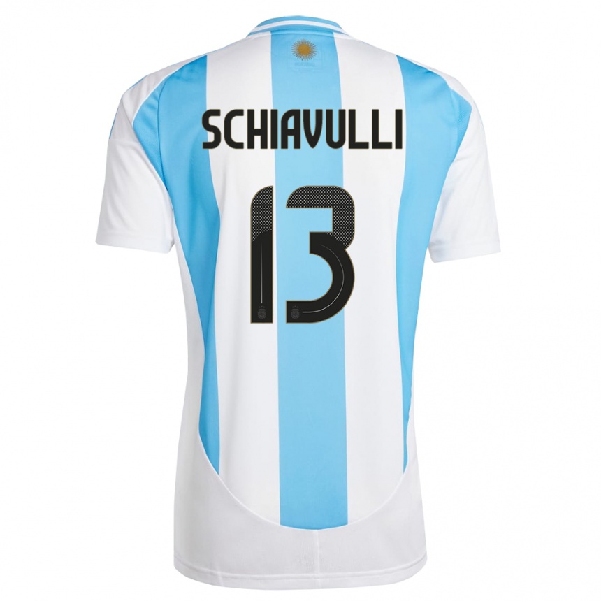 Niño Fútbol Camiseta Argentina Thiago Schiavulli #13 Blanco Azul 1ª Equipación 24-26 Argentina