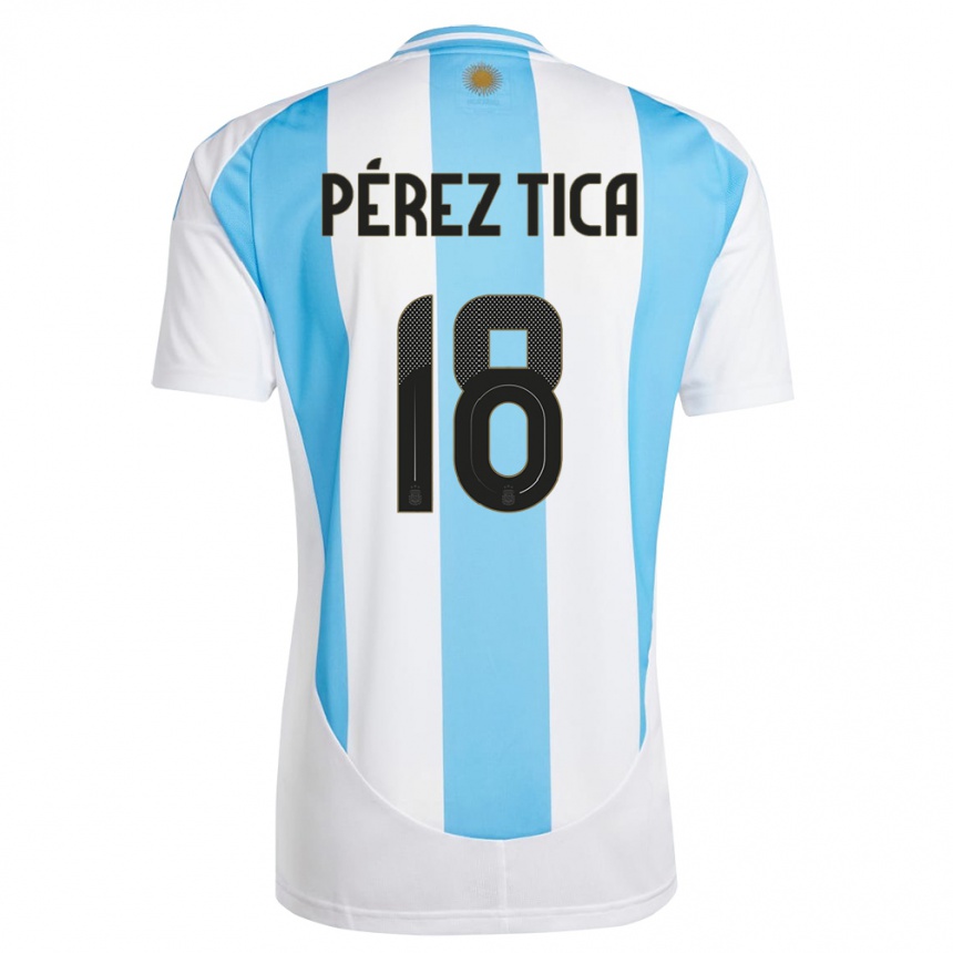 Niño Fútbol Camiseta Argentina Jeremias Perez Tica #18 Blanco Azul 1ª Equipación 24-26 Argentina