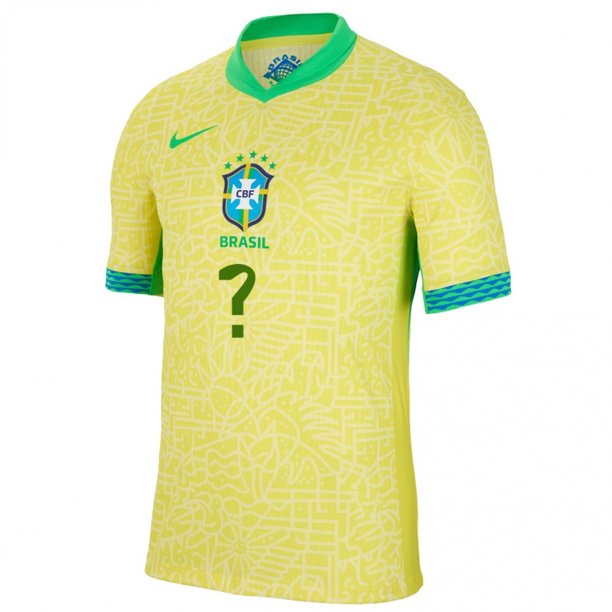 Niño Fútbol Camiseta Brasil Su Nombre #0 Amarillo 1ª Equipación 24-26 Argentina