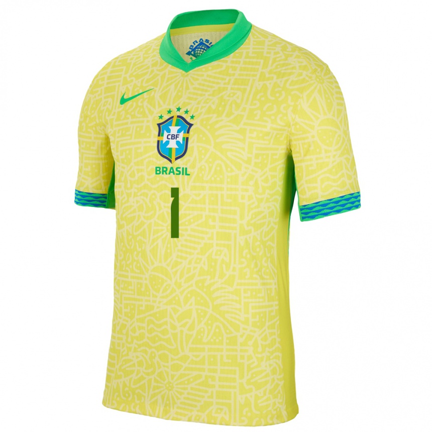 Niño Fútbol Camiseta Brasil Marcelo Eraclito #1 Amarillo 1ª Equipación 24-26 Argentina