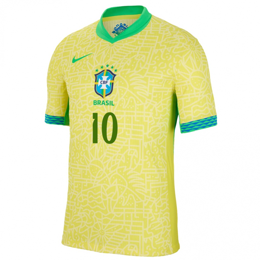 Niño Fútbol Camiseta Brasil Rodrygo #10 Amarillo 1ª Equipación 24-26 Argentina