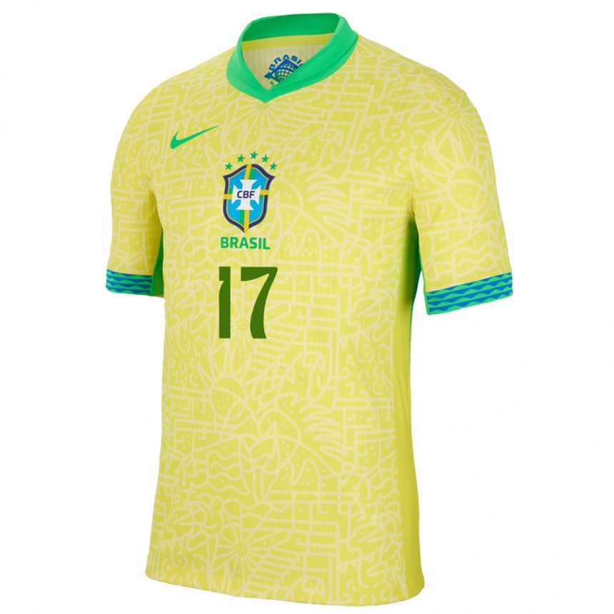 Niño Fútbol Camiseta Brasil Ary Borges #17 Amarillo 1ª Equipación 24-26 Argentina