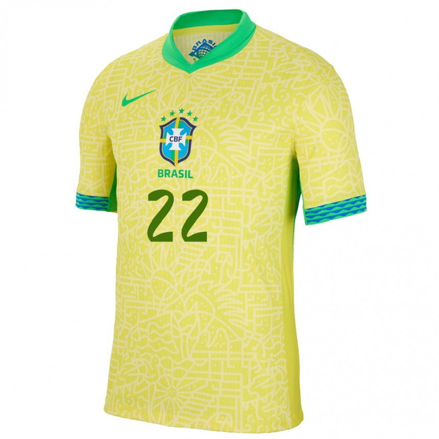 Niño Fútbol Camiseta Brasil Millene #22 Amarillo 1ª Equipación 24-26 Argentina