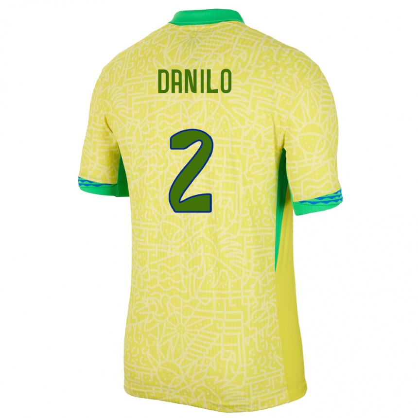 Niño Fútbol Camiseta Brasil Danilo #2 Amarillo 1ª Equipación 24-26 Argentina