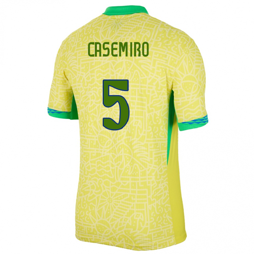 Niño Fútbol Camiseta Brasil Casemiro #5 Amarillo 1ª Equipación 24-26 Argentina