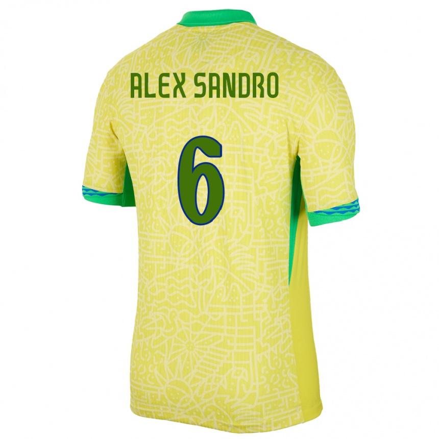 Niño Fútbol Camiseta Brasil Alex Sandro #6 Amarillo 1ª Equipación 24-26 Argentina