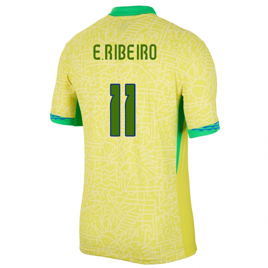 Niño Fútbol Camiseta Brasil Everton Ribeiro #11 Amarillo 1ª Equipación 24-26 Argentina