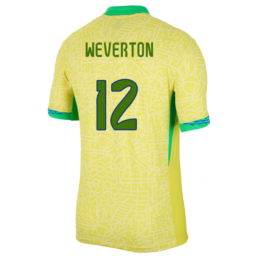 Niño Fútbol Camiseta Brasil Weverton #12 Amarillo 1ª Equipación 24-26 Argentina