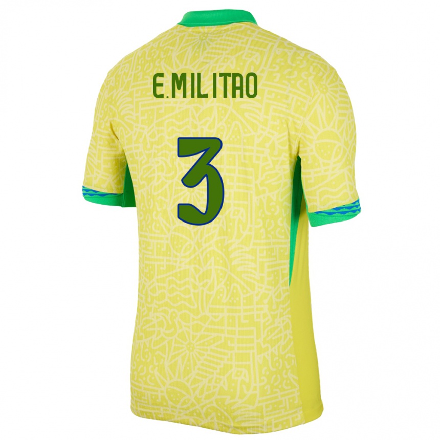 Niño Fútbol Camiseta Brasil Eder Militao #3 Amarillo 1ª Equipación 24-26 Argentina