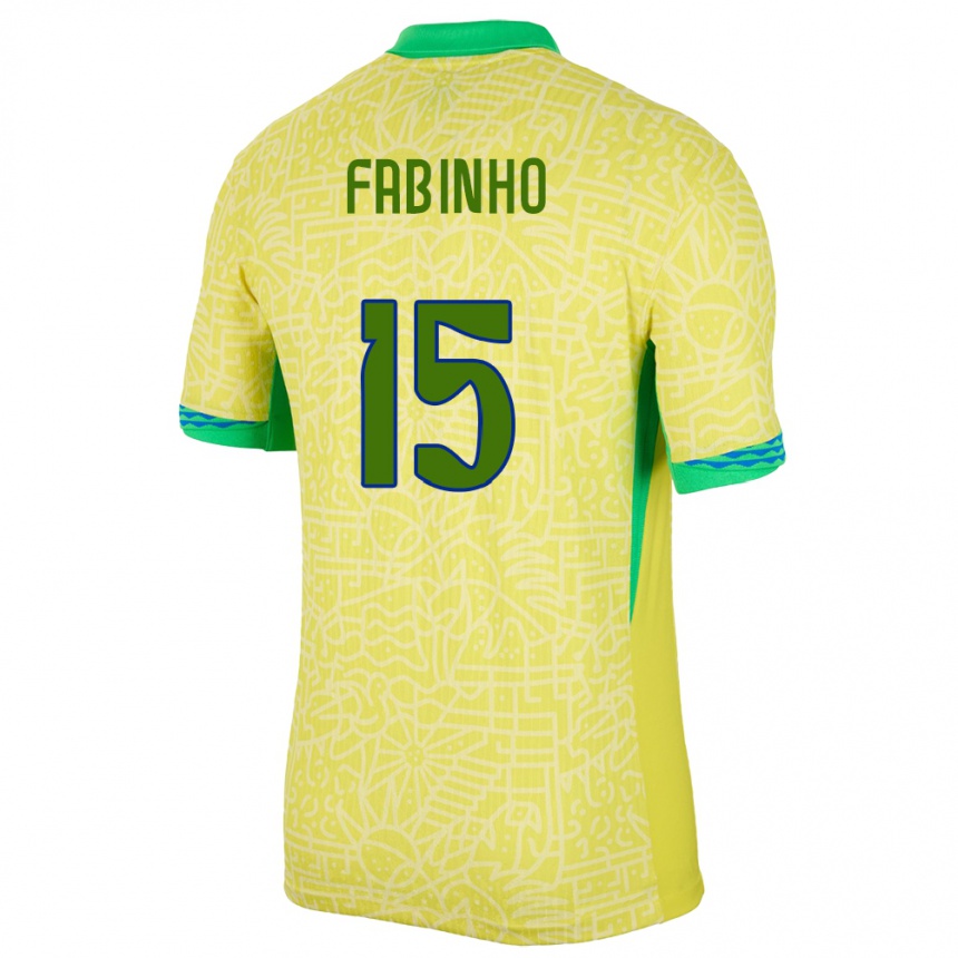 Niño Fútbol Camiseta Brasil Fabinho #15 Amarillo 1ª Equipación 24-26 Argentina