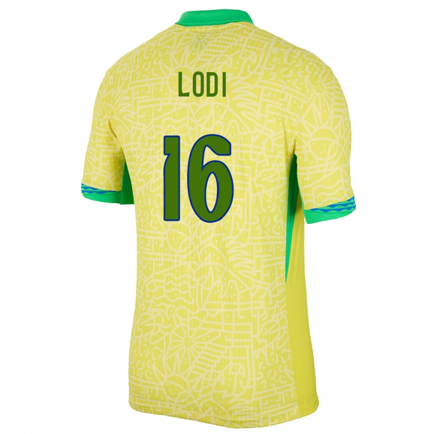 Niño Fútbol Camiseta Brasil Renan Lodi #16 Amarillo 1ª Equipación 24-26 Argentina