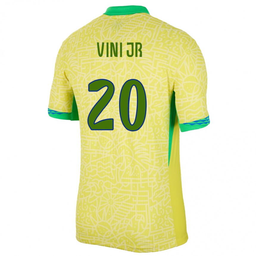 Niño Fútbol Camiseta Brasil Vinicius Junior #20 Amarillo 1ª Equipación 24-26 Argentina