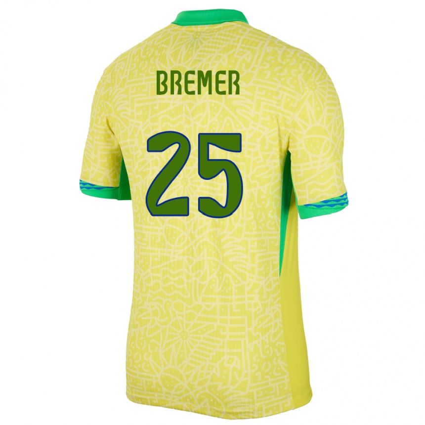 Niño Fútbol Camiseta Brasil Bremer #25 Amarillo 1ª Equipación 24-26 Argentina