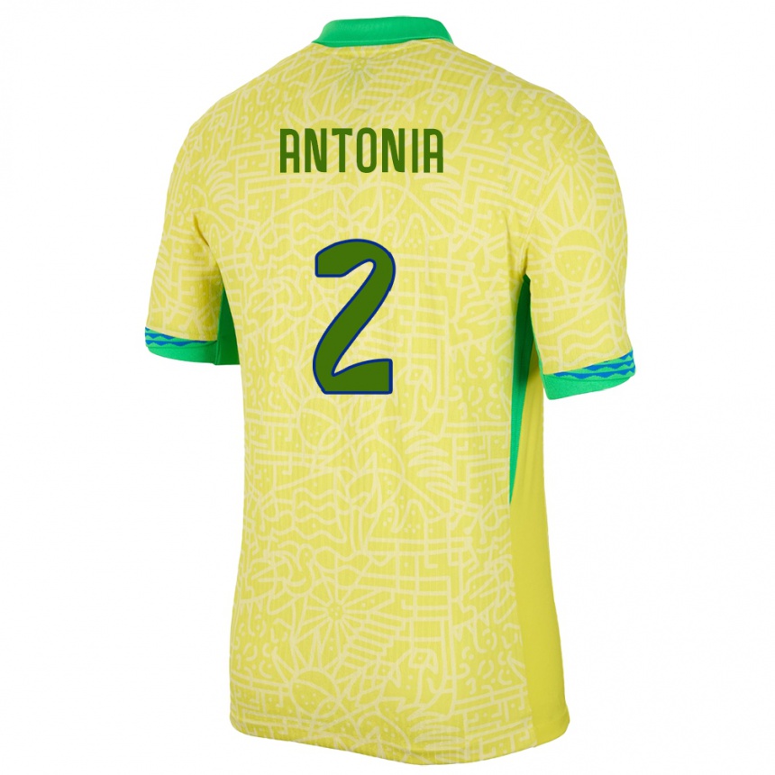 Niño Fútbol Camiseta Brasil Antonia #2 Amarillo 1ª Equipación 24-26 Argentina