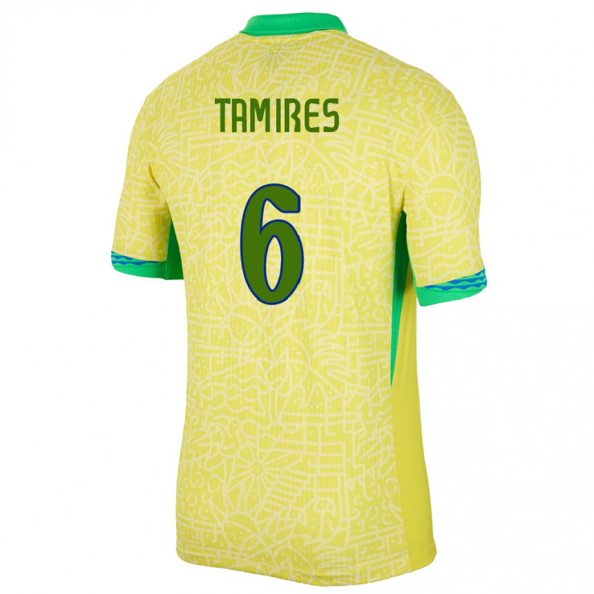 Niño Fútbol Camiseta Brasil Tamires #6 Amarillo 1ª Equipación 24-26 Argentina