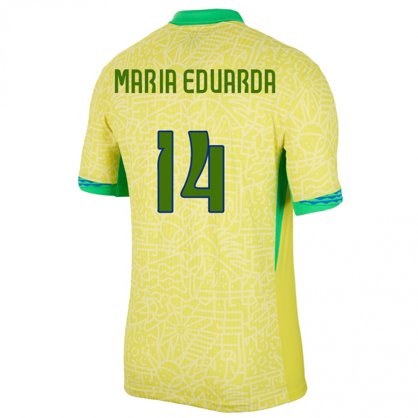 Niño Fútbol Camiseta Brasil Maria Eduarda #14 Amarillo 1ª Equipación 24-26 Argentina