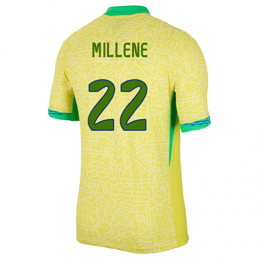 Niño Fútbol Camiseta Brasil Millene #22 Amarillo 1ª Equipación 24-26 Argentina