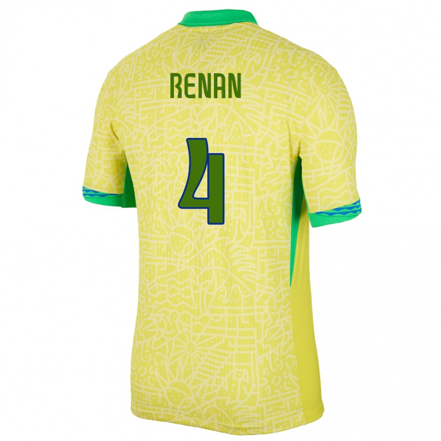 Niño Fútbol Camiseta Brasil Robert Renan #4 Amarillo 1ª Equipación 24-26 Argentina