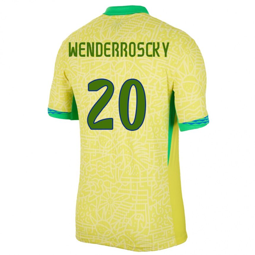 Niño Fútbol Camiseta Brasil Arthur Wenderroscky #20 Amarillo 1ª Equipación 24-26 Argentina