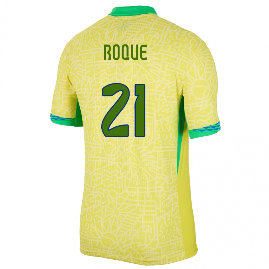 Niño Fútbol Camiseta Brasil Vitor Roque #21 Amarillo 1ª Equipación 24-26 Argentina