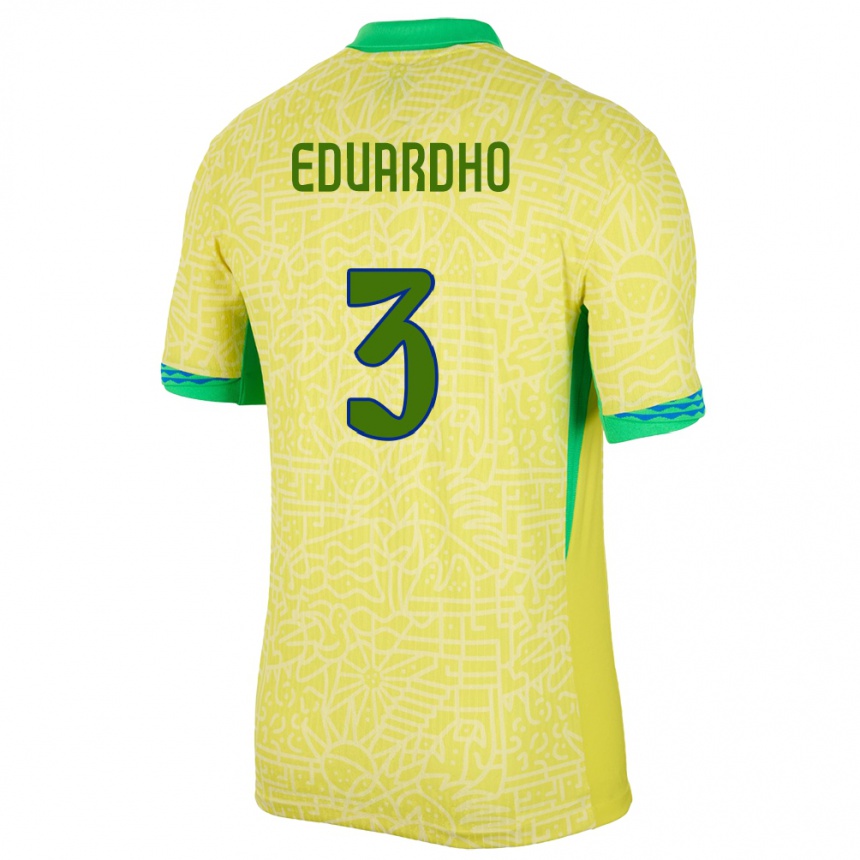 Niño Fútbol Camiseta Brasil Eduardho #3 Amarillo 1ª Equipación 24-26 Argentina