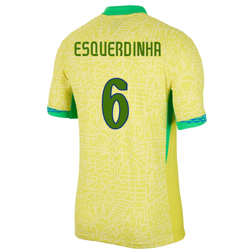 Niño Fútbol Camiseta Brasil Esquerdinha #6 Amarillo 1ª Equipación 24-26 Argentina