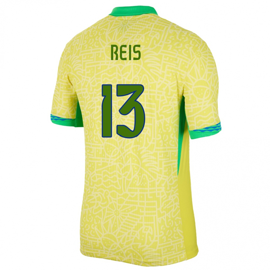 Niño Fútbol Camiseta Brasil Vitor Reis #13 Amarillo 1ª Equipación 24-26 Argentina