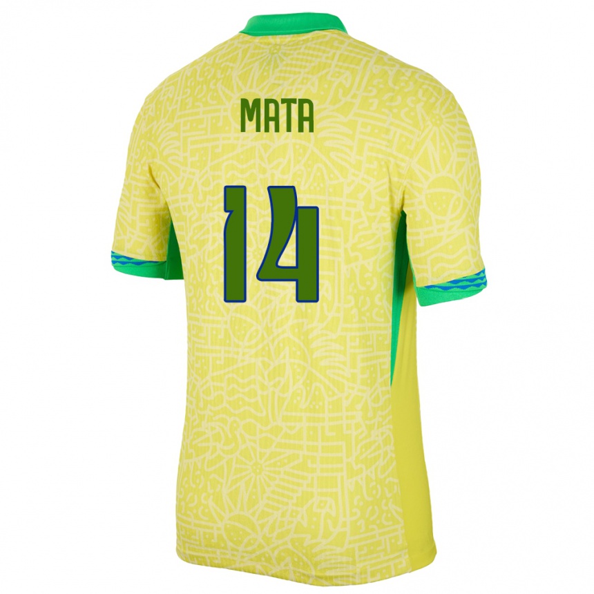 Niño Fútbol Camiseta Brasil Da Mata #14 Amarillo 1ª Equipación 24-26 Argentina