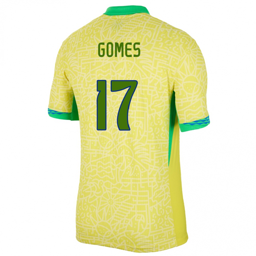 Niño Fútbol Camiseta Brasil William Gomes #17 Amarillo 1ª Equipación 24-26 Argentina