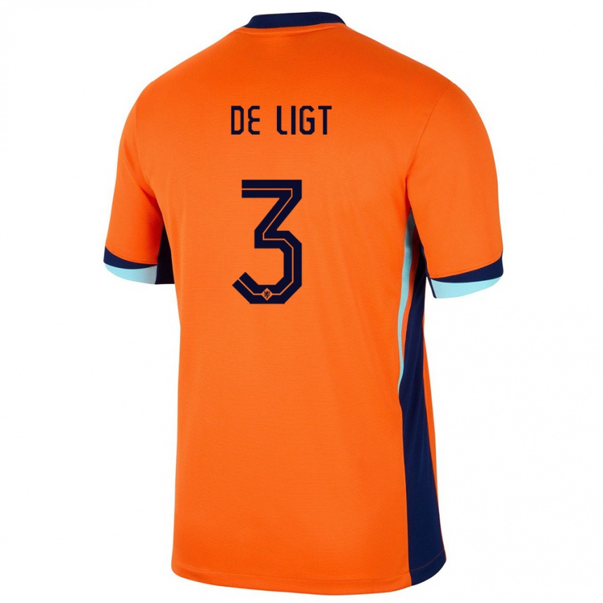 Niño Fútbol Camiseta Países Bajos Matthijs De Ligt #3 Naranja 1ª Equipación 24-26 Argentina