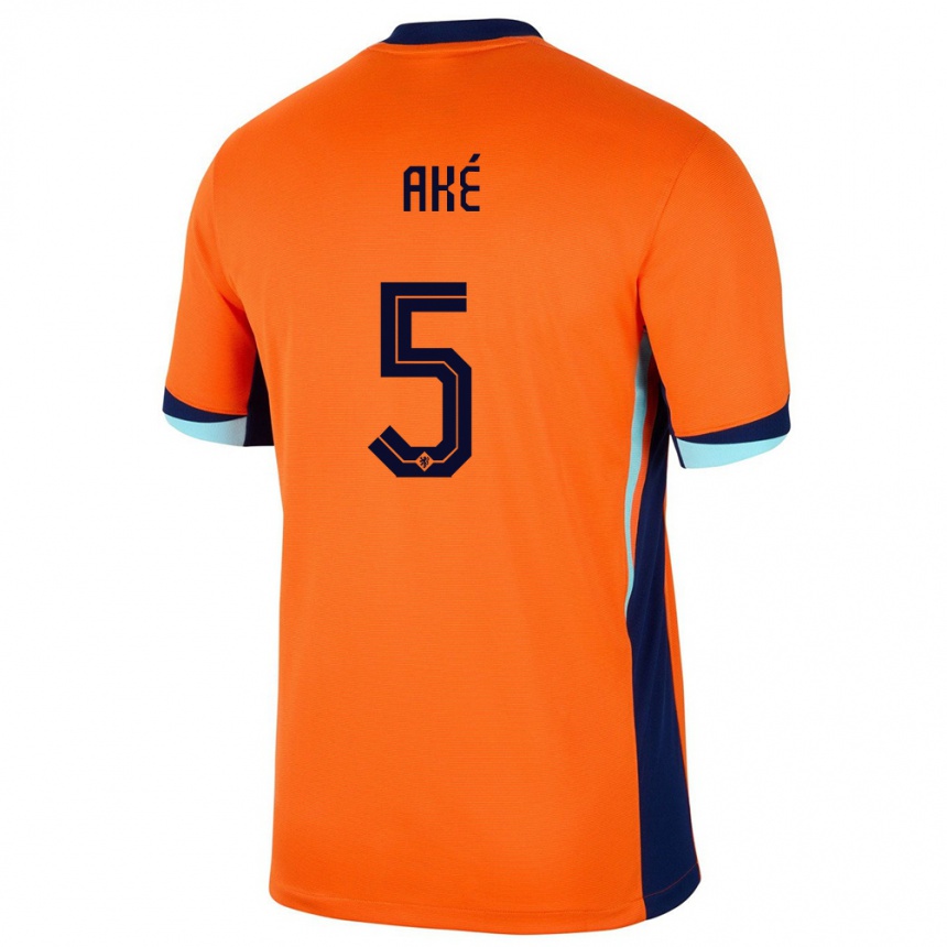 Niño Fútbol Camiseta Países Bajos Nathan Ake #5 Naranja 1ª Equipación 24-26 Argentina