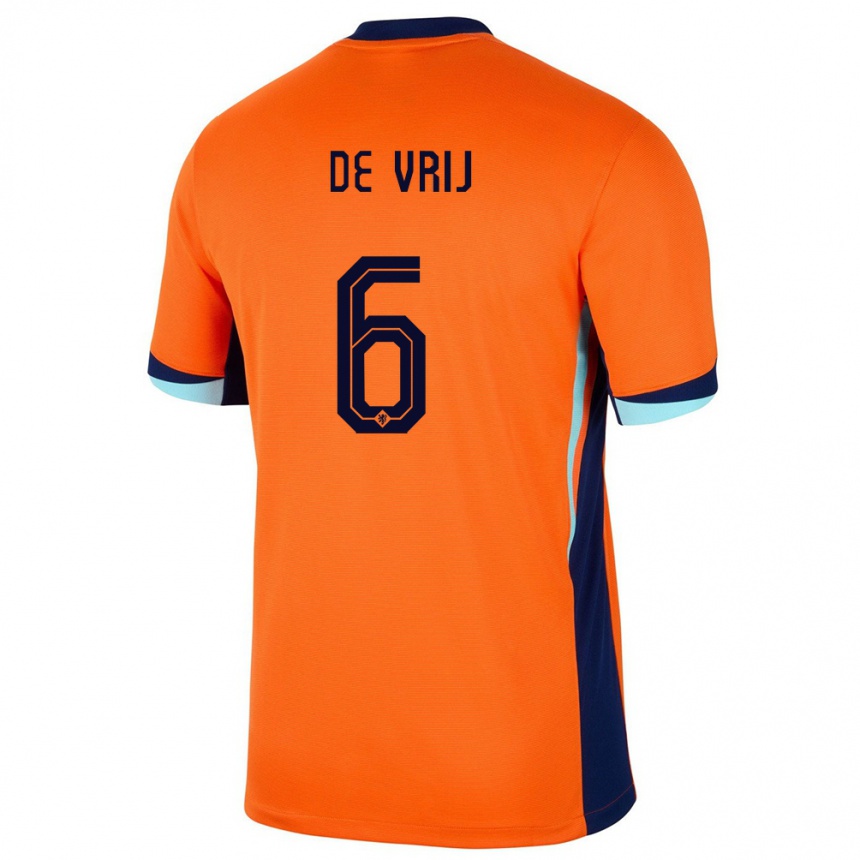 Niño Fútbol Camiseta Países Bajos Stefan De Vrij #6 Naranja 1ª Equipación 24-26 Argentina