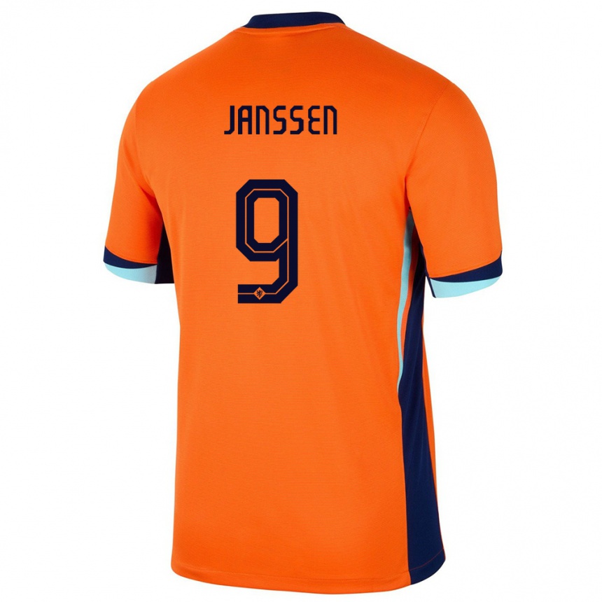 Niño Fútbol Camiseta Países Bajos Vincent Janssen #9 Naranja 1ª Equipación 24-26 Argentina