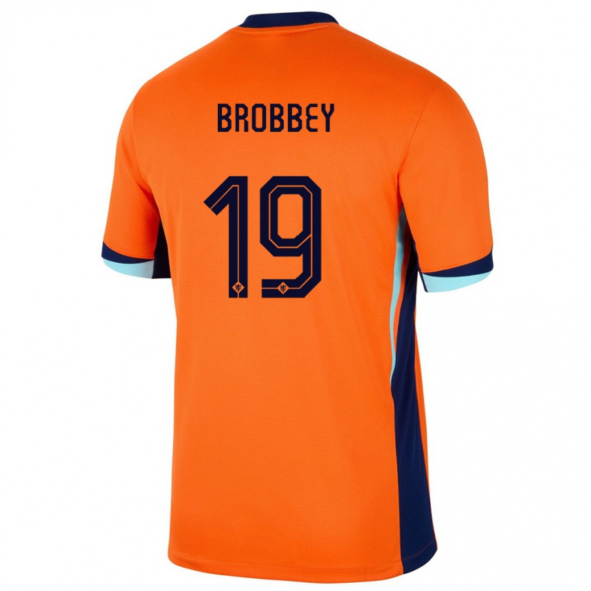 Niño Fútbol Camiseta Países Bajos Brian Brobbey #19 Naranja 1ª Equipación 24-26 Argentina