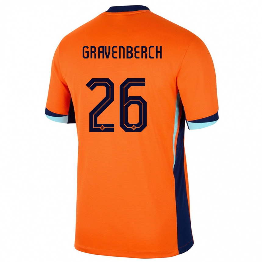 Niño Fútbol Camiseta Países Bajos Ryan Gravenberch #26 Naranja 1ª Equipación 24-26 Argentina