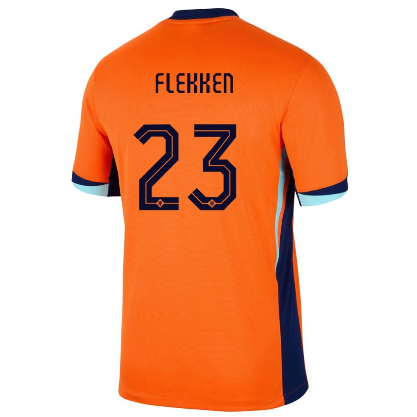 Niño Fútbol Camiseta Países Bajos Mark Flekken #23 Naranja 1ª Equipación 24-26 Argentina