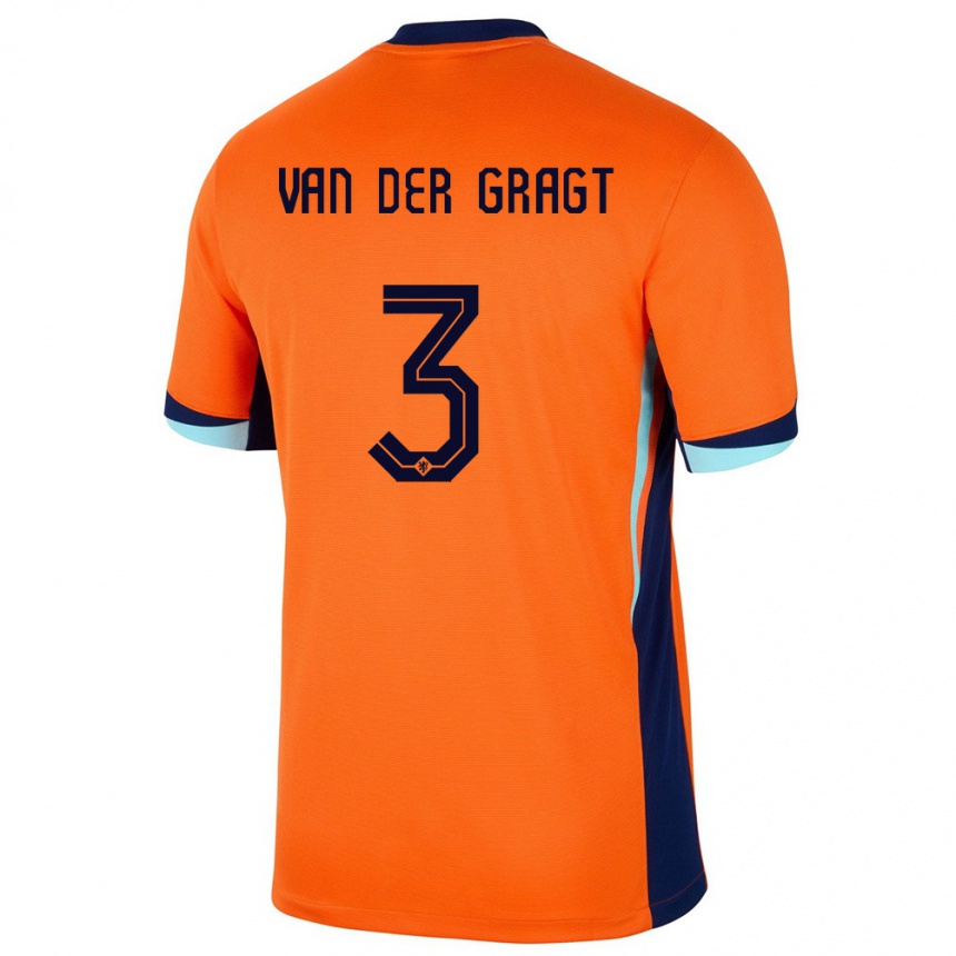 Niño Fútbol Camiseta Países Bajos Stefanie Van Der Gragt #3 Naranja 1ª Equipación 24-26 Argentina