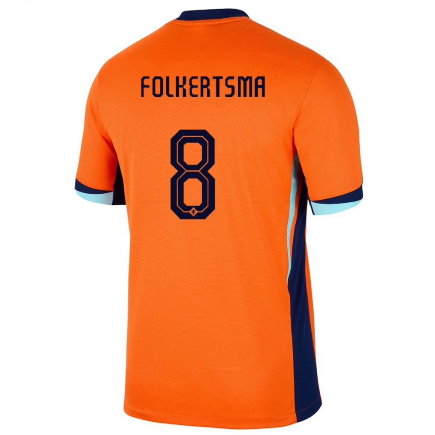 Niño Fútbol Camiseta Países Bajos Sisca Folkertsma #8 Naranja 1ª Equipación 24-26 Argentina