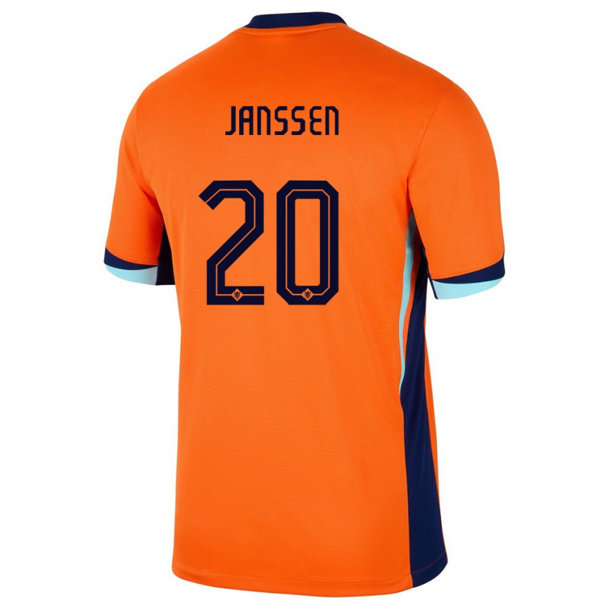 Niño Fútbol Camiseta Países Bajos Dominique Janssen #20 Naranja 1ª Equipación 24-26 Argentina