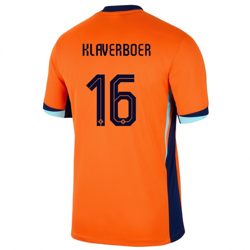 Niño Fútbol Camiseta Países Bajos Bernt Klaverboer #16 Naranja 1ª Equipación 24-26 Argentina