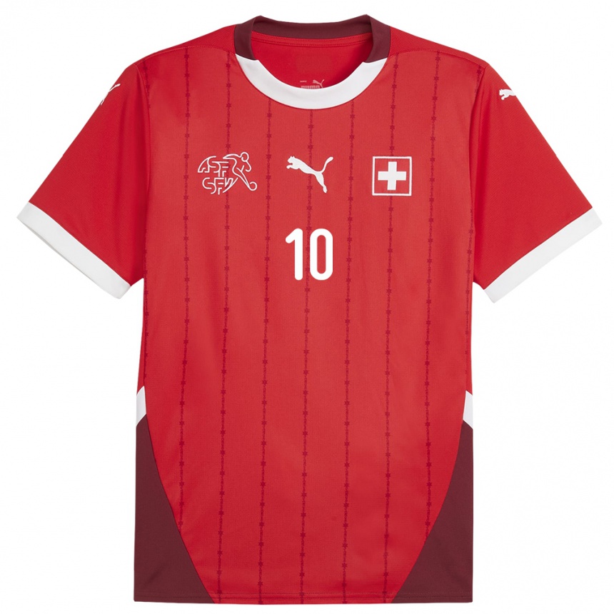 Niño Fútbol Camiseta Suiza Granit Xhaka #10 Rojo 1ª Equipación 24-26 Argentina