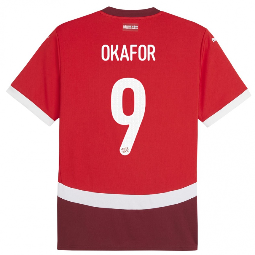 Niño Fútbol Camiseta Suiza Noah Okafor #9 Rojo 1ª Equipación 24-26 Argentina