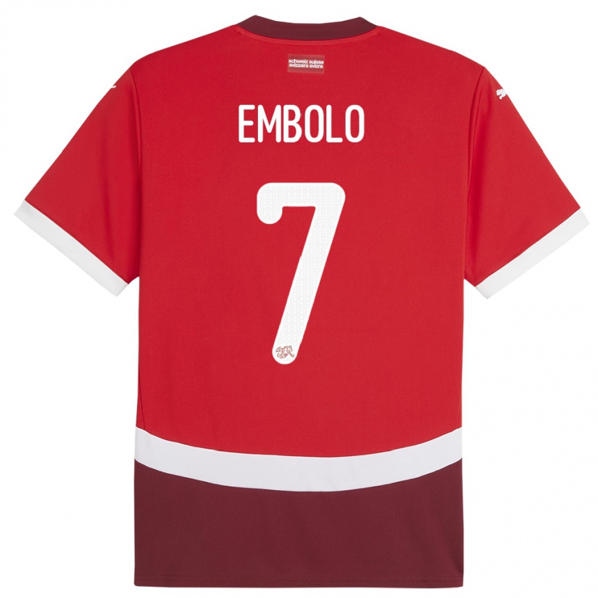 Niño Fútbol Camiseta Suiza Breel Embolo #7 Rojo 1ª Equipación 24-26 Argentina