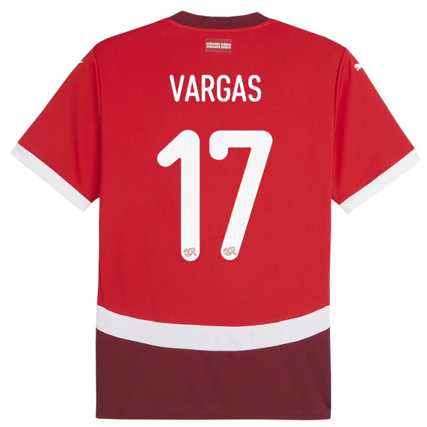 Niño Fútbol Camiseta Suiza Ruben Vargas #17 Rojo 1ª Equipación 24-26 Argentina