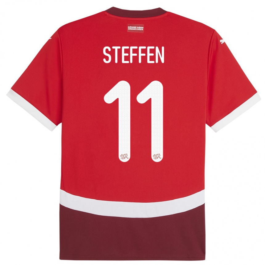 Niño Fútbol Camiseta Suiza Renato Steffen #11 Rojo 1ª Equipación 24-26 Argentina