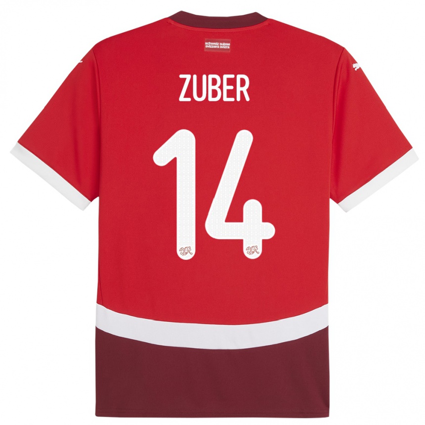 Niño Fútbol Camiseta Suiza Steven Zuber #14 Rojo 1ª Equipación 24-26 Argentina