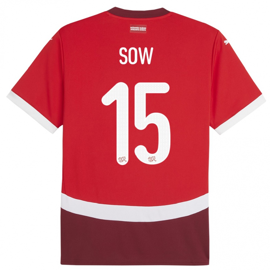 Niño Fútbol Camiseta Suiza Djibril Sow #15 Rojo 1ª Equipación 24-26 Argentina