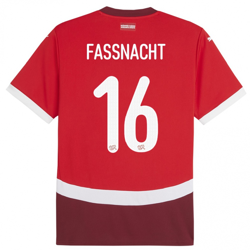 Niño Fútbol Camiseta Suiza Christian Fassnacht #16 Rojo 1ª Equipación 24-26 Argentina