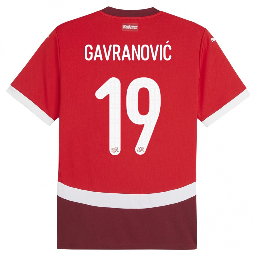 Niño Fútbol Camiseta Suiza Mario Gavranovic #19 Rojo 1ª Equipación 24-26 Argentina